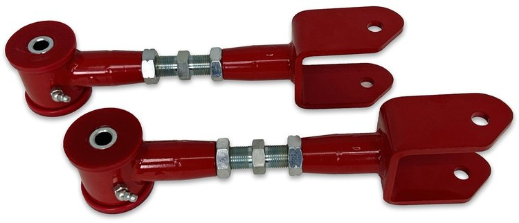 614R Adjustable Rear Upper Control Arms w/ Poly Bushings, 1973-1988 GM A/G-Body [Red]