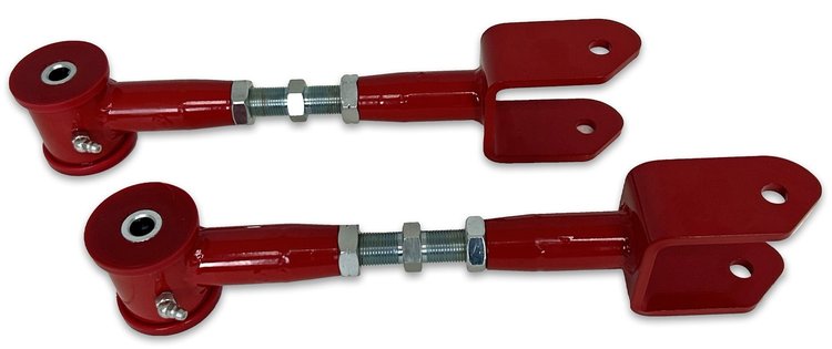 624R Adjustable Rear Upper Control Arms w/ Poly Bushings, 1964-1967 GM A-Body [Red]