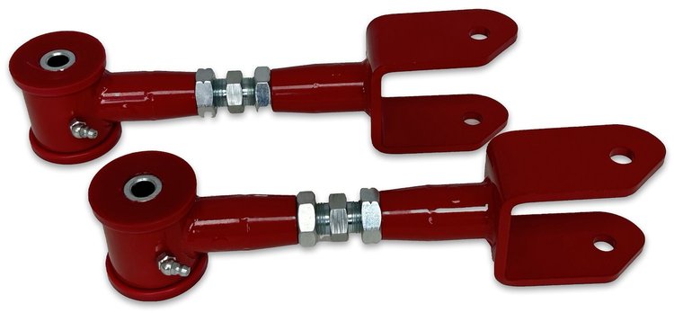 625R Adjustable Rear Upper Control Arms w/ Poly Bushings, 1968-1972 GM A-Body [Red]