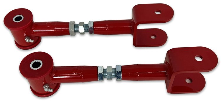 634R Adjustable Rear Upper Control Arms w/ Poly Bushings, 1971-1996 GM B-Body [Red]