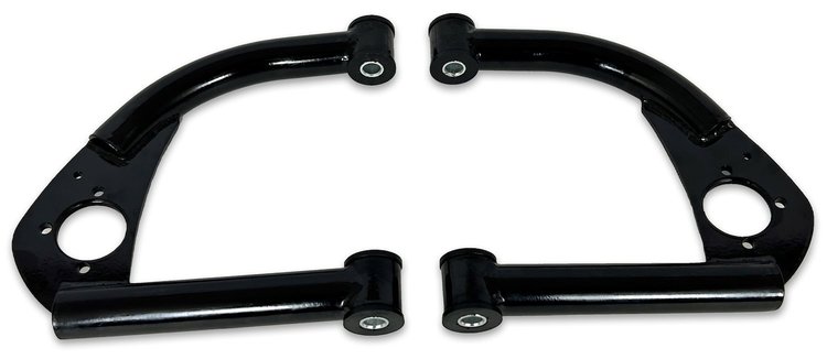 742-4130B Tubular Front Upper A-Arms w/ Poly Bushings, 1993-2002 GM F-Body [Gloss Black]