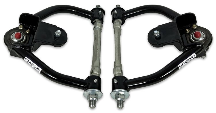 755B-K5208 Tubular Front Upper A-Arms w/ Poly Bushings, GM G-Body & S-10 [Gloss Black]