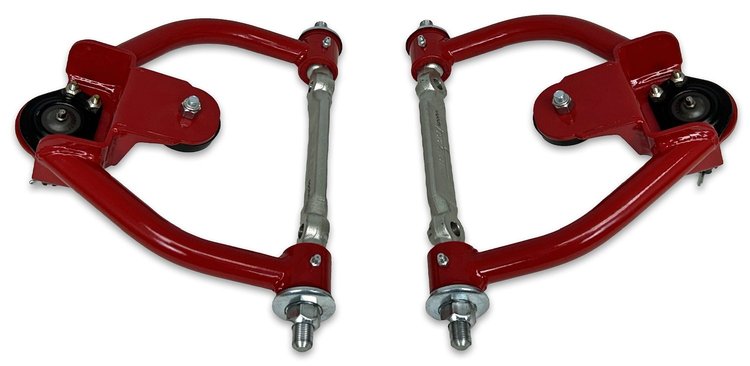 755R-K5208T Tubular Front Upper A-Arms w/ Poly Bushings, GM G-Body & S-10 [Bright Red]