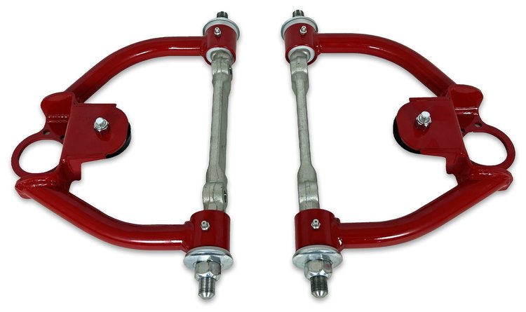 756-DELR Tubular Front Upper A-Arms w/ Delrin Bushings, GM G-Body & S-10 [Bright Red]