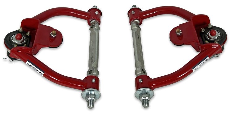 756R-K5208 Tubular Front Upper A-Arms w/ Poly Bushings, GM G-Body & S-10 [Bright Red]