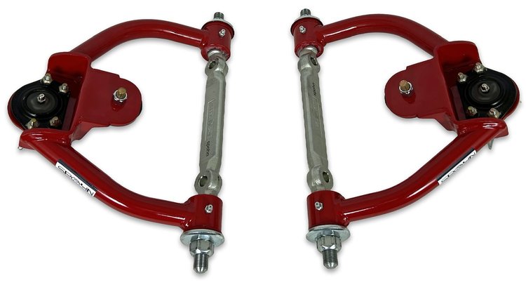 756R-K5208T Tubular Front Upper A-Arms w/ Poly Bushings, GM G-Body & S-10 [Bright Red]