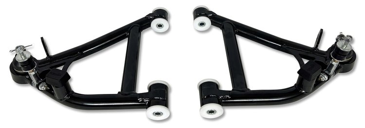 781-FMR-DELB Tubular Front Lower A-Arms w/ Delrin Bushings, 1982-1992 GM F-Body [Black]