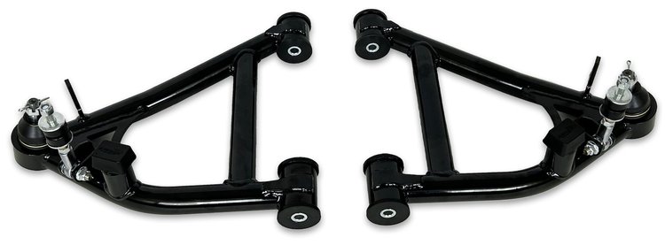 781-FMRB Tubular Front Lower A-Arms w/ Poly Bushings, 1982-1992 GM F-Body [Gloss Black]
