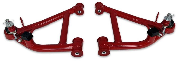 781-FMRR Tubular Front Lower A-Arms w/ Poly Bushings, 1982-1992 GM F-Body [Bright Red]