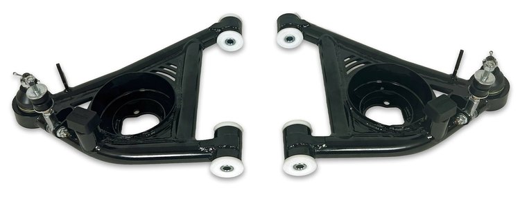 782-F-DELB Tubular Front Lower A-Arms w/ Delrin Bushings, 1982-1992 GM F-Body [Black]