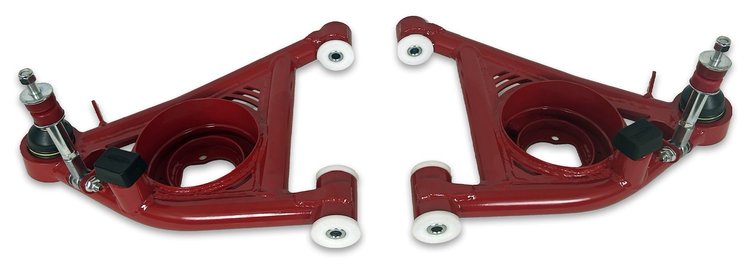 782-S-DELR Tubular Front Lower A-Arms w/ Delrin Bushings, 1982-2004 GM S-10 (2WD) [Red]