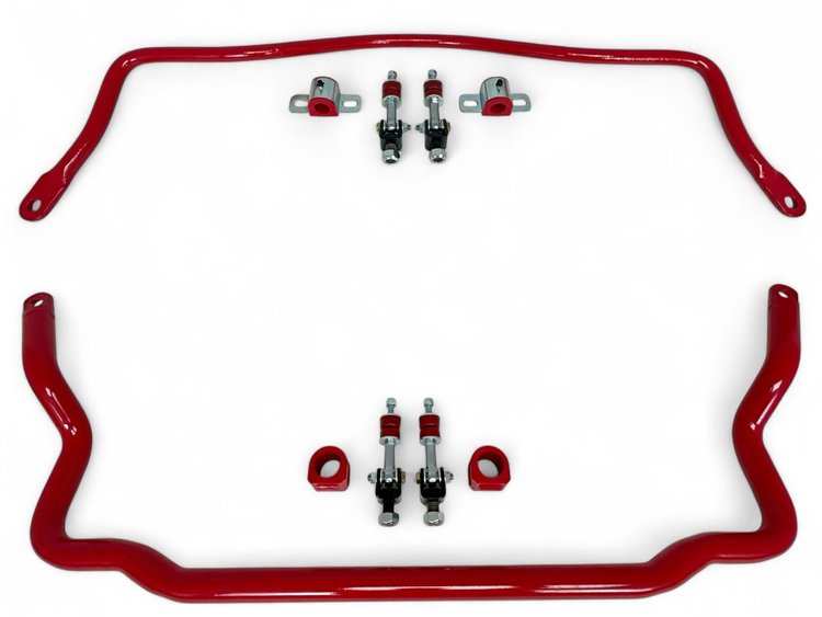 923T-SELR Front & Rear Sway Bars Set, Spherical End Links, 1982-1992 GM F-Body [Red]
