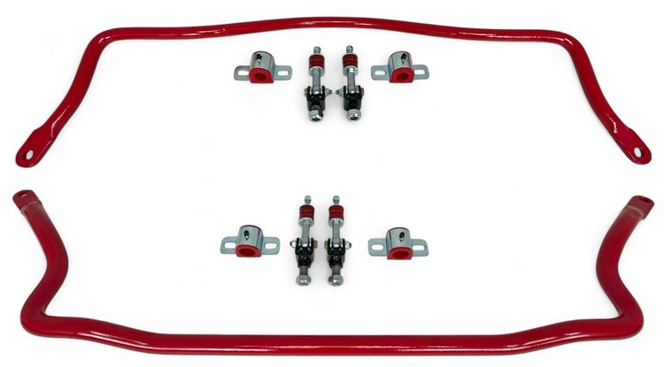 924-SEL-F4R Front & Rear Sway Bars Set, Spherical End Links, 1993-2002 GM F-Body [Red]