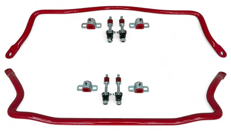 924-SELR Front & Rear Sway Bars Set, Spherical End Links, 1993-2002 GM F-Body [Red]