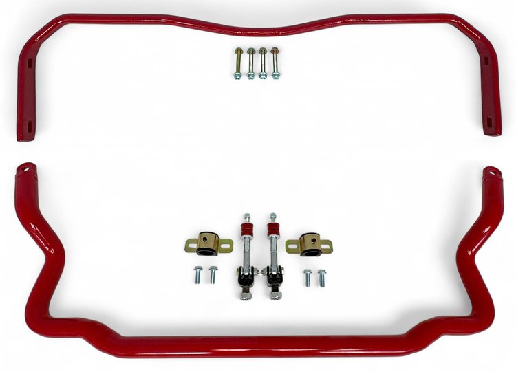 925T-SELR Front & Rear Sway Bars Set, Spherical End Links, 1978-1988 GM G-Body [Red]