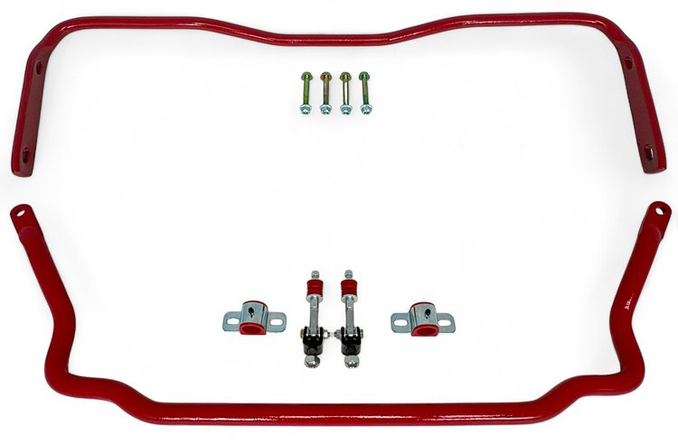 926-SELR Front & Rear Sway Bars Set, Spherical Front End Links, 1964-1972 GM A-Body [Red]