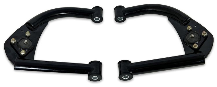 742-4130B-K6462 Tubular Front Upper A-Arms w/ Poly Bushings, 1993-2002 GM F-Body [Gloss Black]