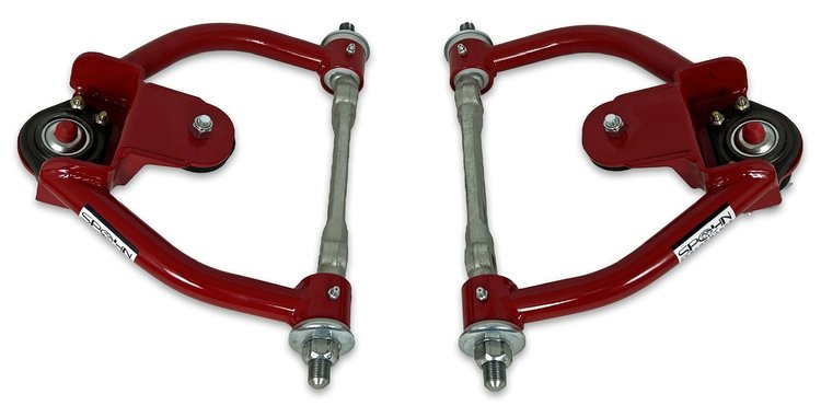 755-DELR-K5208 Tubular Front Upper A-Arms w/ Delrin Bushings, GM G-Body & S-10 [Bright Red]
