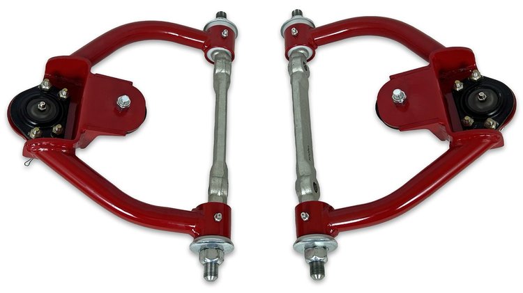 756-DELR-K5208ST Tubular Front Upper A-Arms w/ Delrin Bushings, GM G-Body & S-10 [Bright Red]