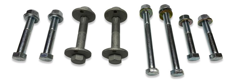 D10-CAM-980-981 Complete Front Control Arms Cam Bolts & Mounting Hardware, 2010-2013 Dodge Ram