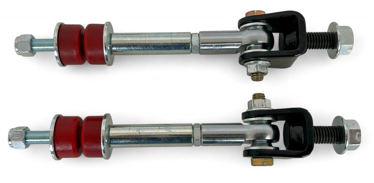 D06-1500-FELR Extreme Duty Spherical Front Sway Bar End Links 2006-2018 Dodge Ram 1500 4x4, 2019-2024 Ram 1500 Classic 4x4, Red