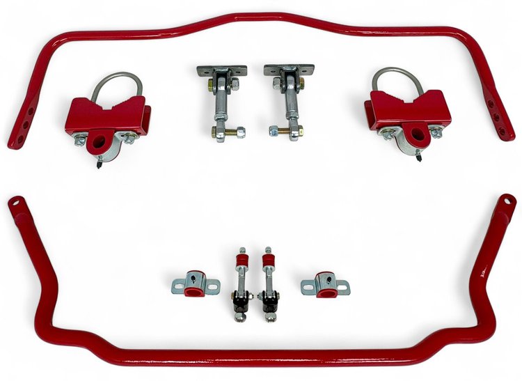 926-SEL-918-325R Front & Rear Sway Bars Set, Spherical End Links, 1968-1972 GM A-Body [Red]