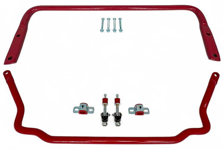 927-7790-SELR Front & Rear Sway Bar Set, Spherical End Links, 1977-1990 GM B-Body [Bright Red]