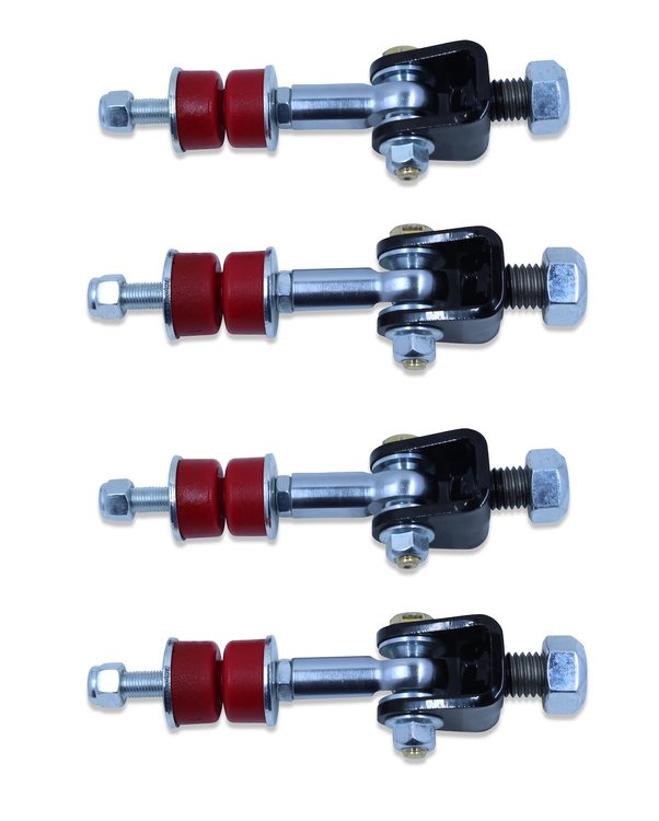 SEL-F3K1 Front & Rear Spherical Sway Bar End Links Kit, 1982-1992 GM F-Body Camaro & Firebird, Red Bushings