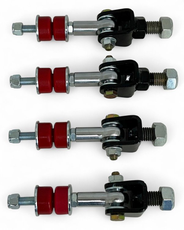 SEL-F4K1 Front & Rear Spherical Sway Bar End Links Kit, 1993-2002 GM F-Body Camaro & Firebird, Red Bushings