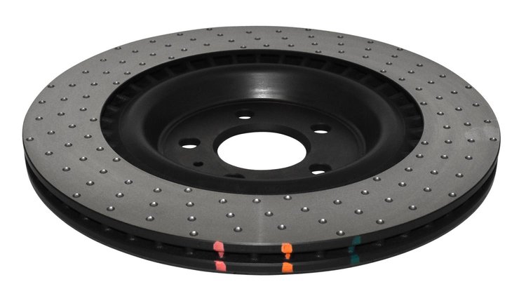 Rear T3 Silver Hat Cross Drilled & Dimpled 4000 Series Rotor, 14-17 Audi RS7