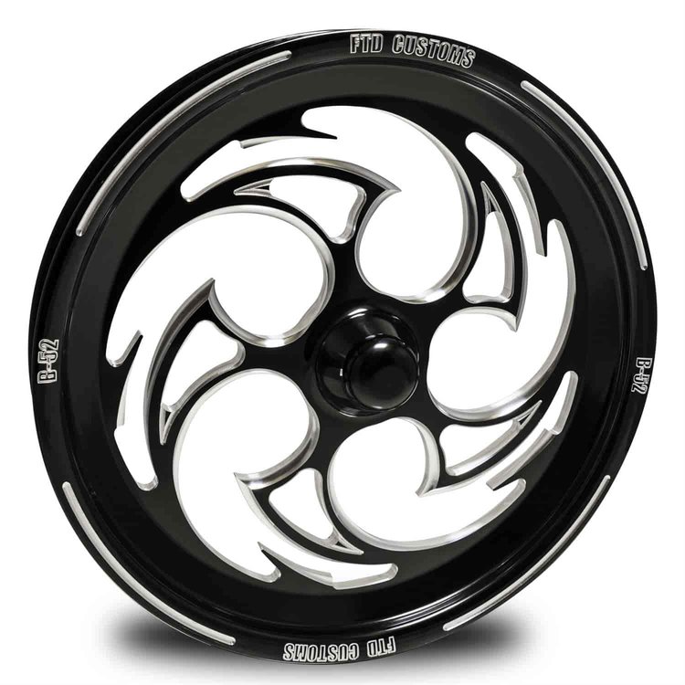 B52 "Battle Axe" Dragster Spindle-Mount Front Wheels [17" x 2.250"] Black Contrast