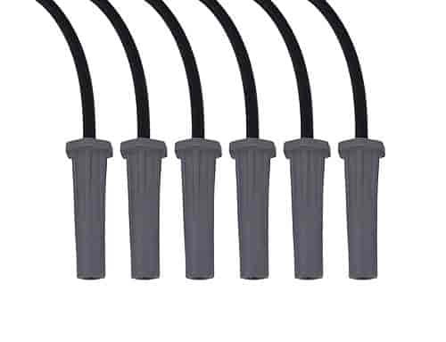 Universal 8.5mm FireWire Plug Wires 6 Cylinder Straight Boot Black
