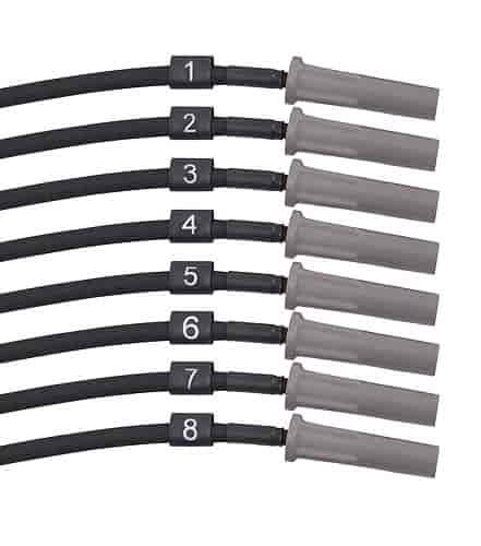 Universal 8.5mm Sleeved FireWire Plug Wires 8 Cylinder Straight Boot Black