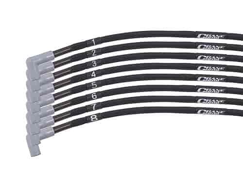 Universal 8.5mm Sleeved FireWire Plug Wires 8 Cylinder 90° Boot Black