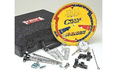 Tune-A-Cam Kit Includes: Case, Degree Wheel, Dial Indicator, Piston Stop, Pointer, Checking Springs and Instructions