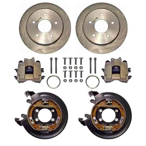Complete Motor Sport 11" Disc Brake Kits 5 x 4-3/4" Drum Bolt Patterns Includes: Solid Rotors Internal Drum Parking Brakes