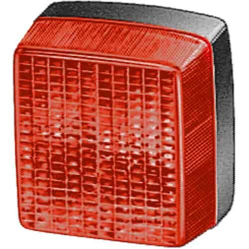 3315 Rear Fog Lamp Square Red Lens Black Housing Bulb Not Incl. ECE Approved
