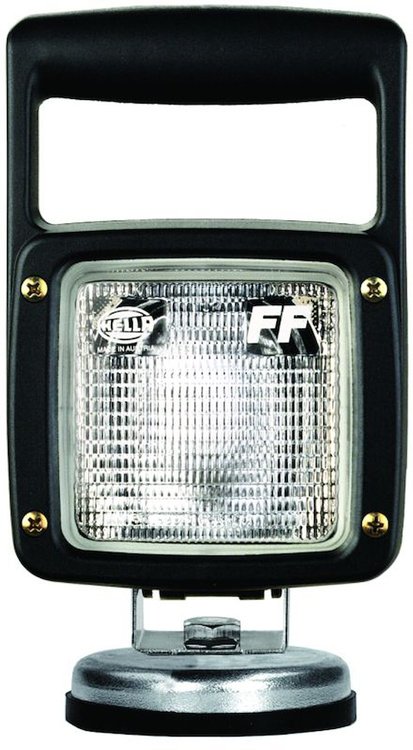 Ultra Beam Halogen Work Lamp Square Clear Lens Black Housing Close Range 12V 55W w/Handle And Magnetic Mount