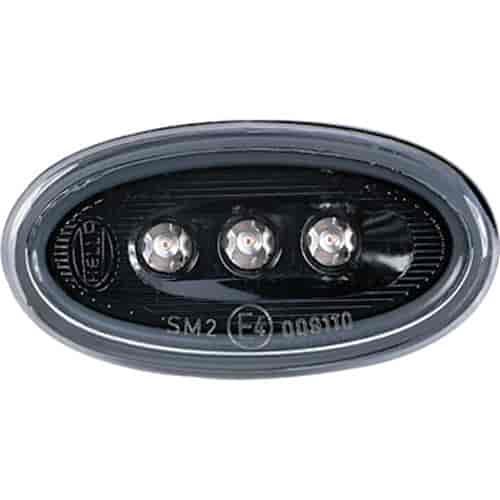 LED Side Marker Lamp Oval Clear Lens Black Reflector