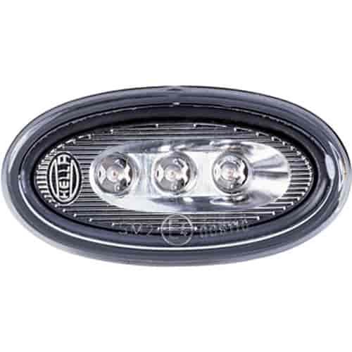 LED Side Marker Lamp Oval Clear Lens Silver Reflector