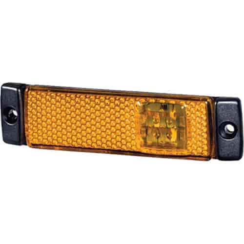 8645 LED Side Marker Lamp Rectangle Amber Lens w/Reflex Reflector 12V SAE Approved Each