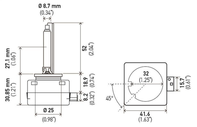 Xenon HID Capsules Bulbe Type: PK32D-2