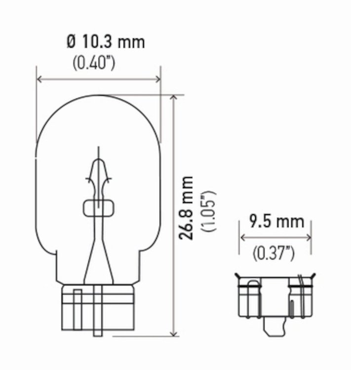 BULB 158 12V 3W W2.1X9.5D T3.25 DOT