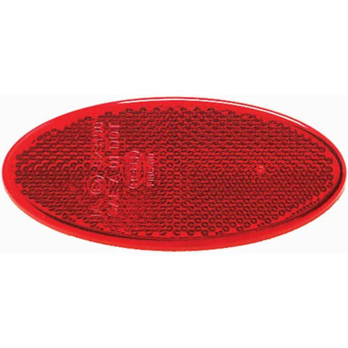 3160 Reflex Reflector Oval Red Lens w/Adhesive SAE Approved