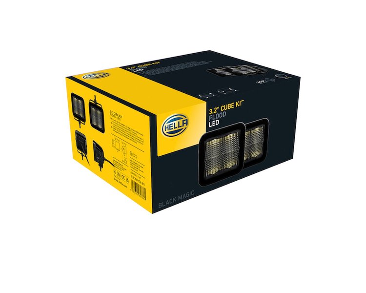 Black Magic Series Flood LED Cube Light Kit, 3.200 in. Diameter, Surface-Mount