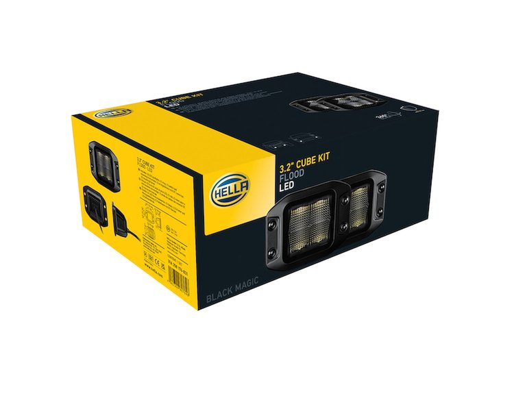 Black Magic Series Flood LED Cube Light Kit, 3.200 in. Diameter, Flush-Mount