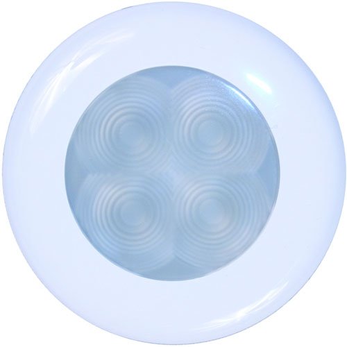 9720 LED Interior Lamp Round White Lens White Bezel 12V
