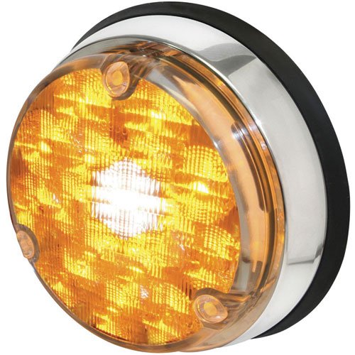 110mm Turn Lamp Round Amber Lens Chrome Bezel SAE Approved Front