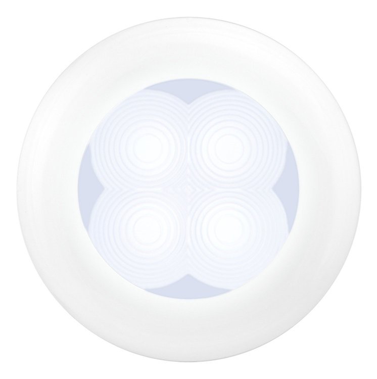 9805 LED Slimline Interior Lamp Round White Lens White Bezel 12V Each