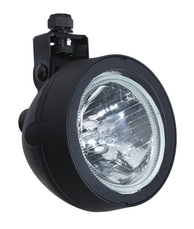 Mega Beam Halogen Work Lamp Round Clear Lens Black Housing Long Range 12V 55W w/Hollow Stud